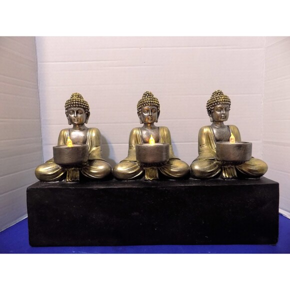 NEW Buddha Tea Candle Holder Statue Figurine Zen Home Decor - Picture 3 of 7